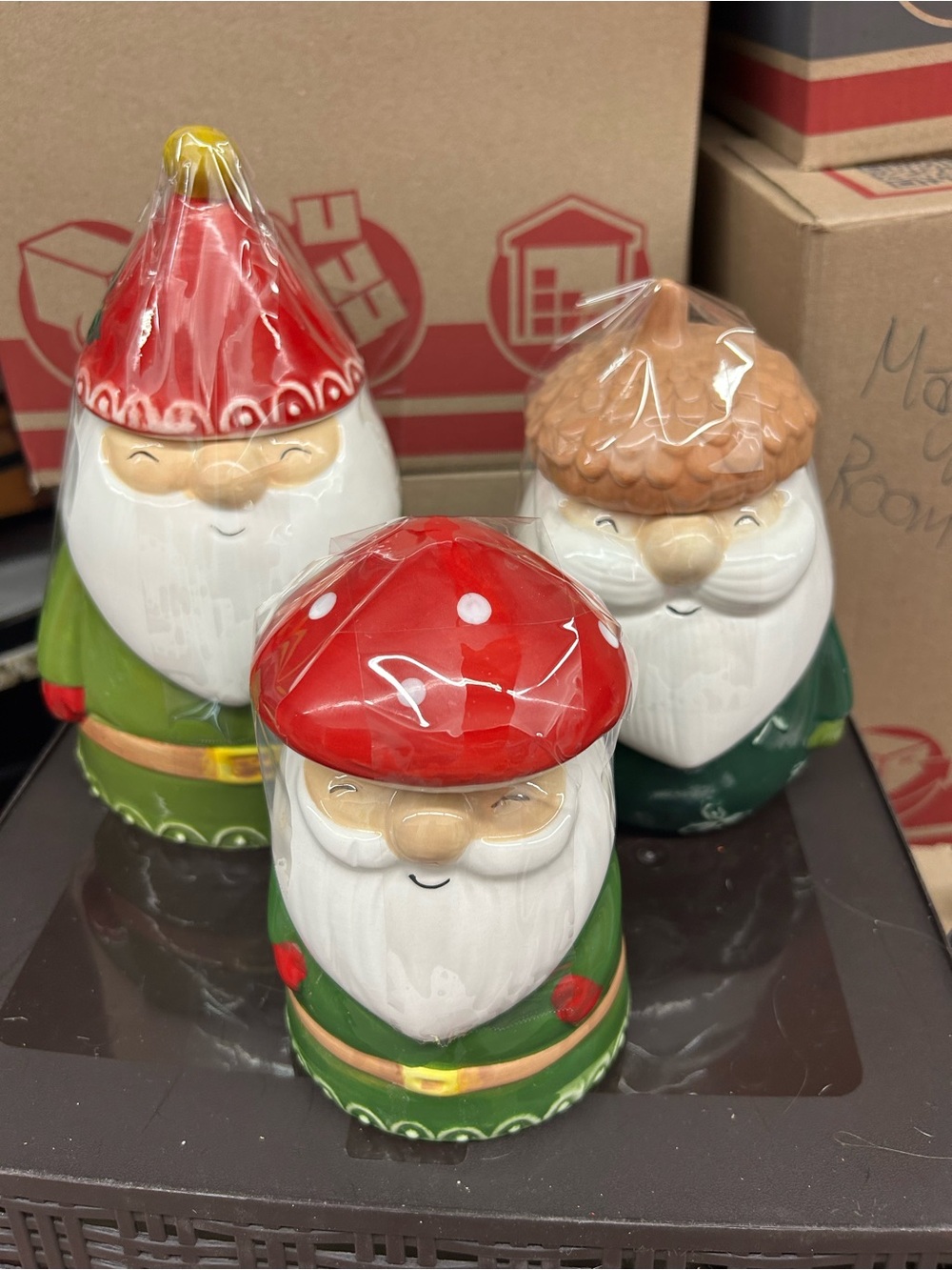 Holiday Gnome Ceramic Canister - Red & Green